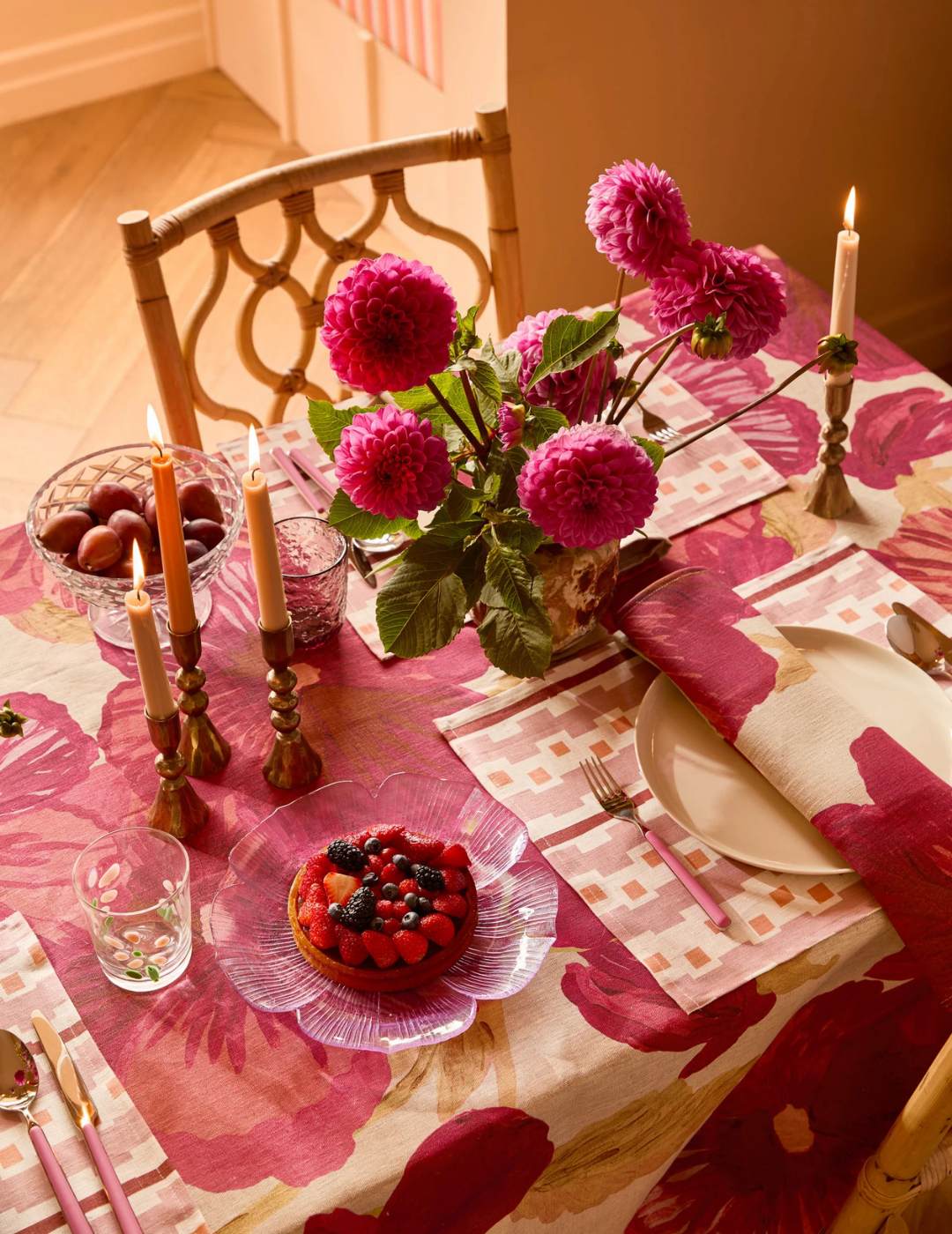 TABLECLOTH in Wild Pansy Pink by Bonnie and Neil