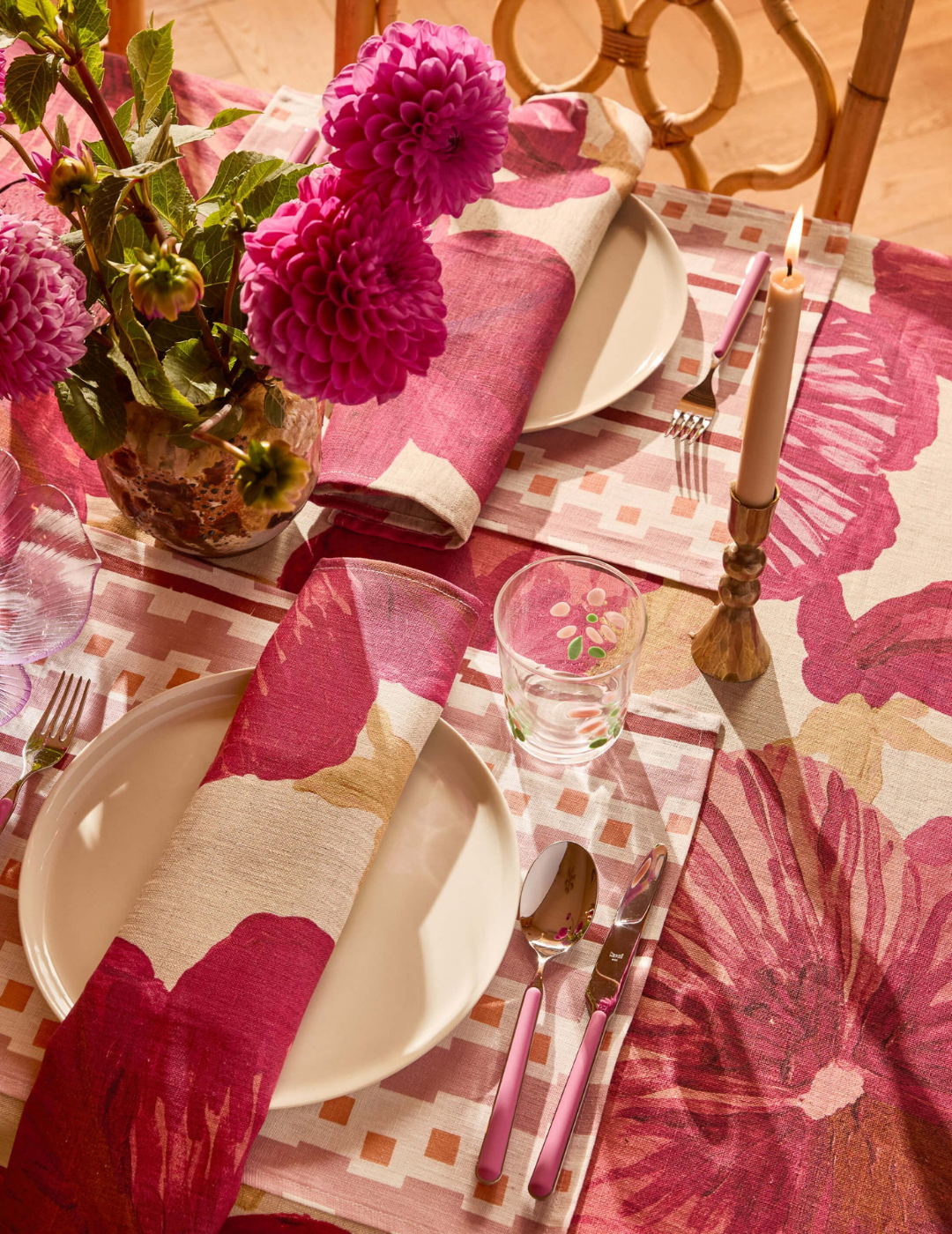 TABLECLOTH in Wild Pansy Pink by Bonnie and Neil