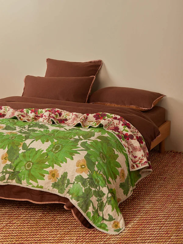 MARIGOLD LEAF QUILTED THROW in Lupin Multi from Bonnie and Neil