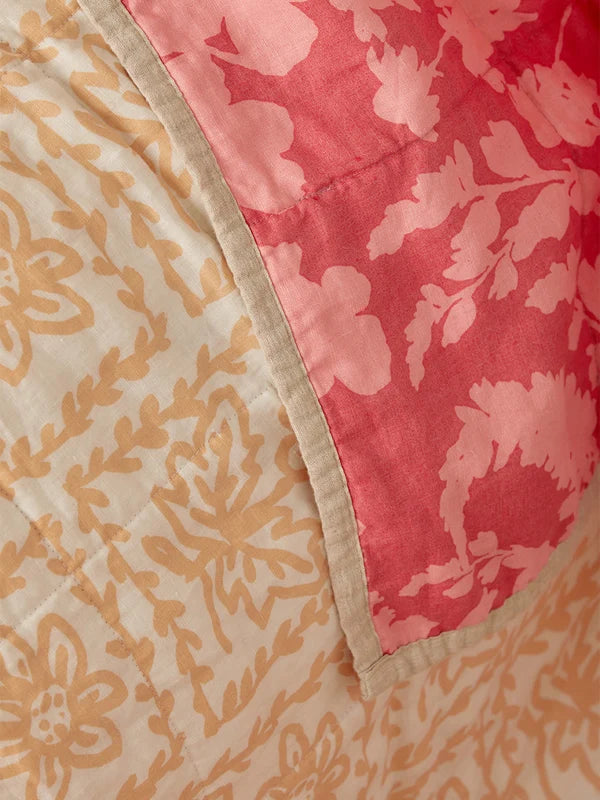 DAISY BUFF QUILTED THROW in Petal Pink from Bonnie and Neil