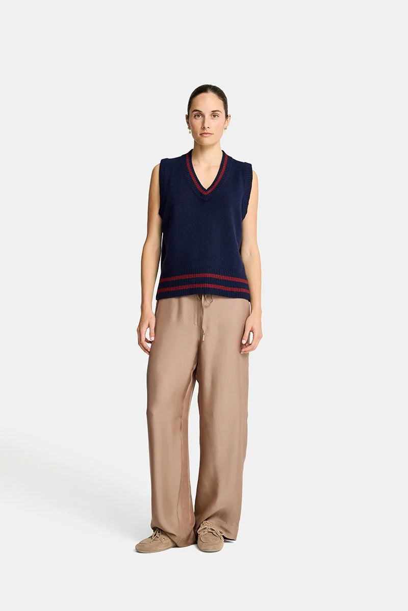 TINA KNIT VEST in Navy and Pinot by Arlington Milne