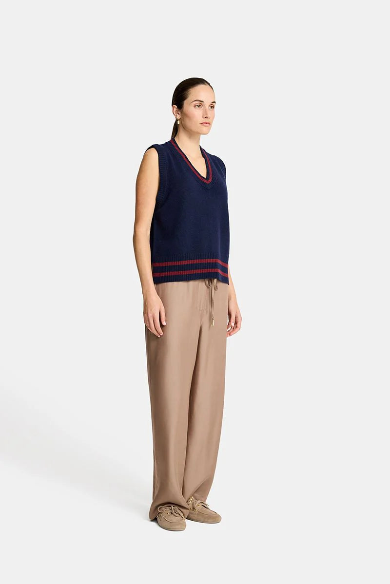 TINA KNIT VEST in Navy and Pinot by Arlington Milne