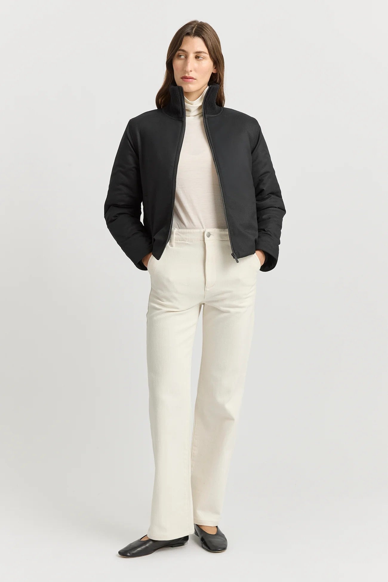 PADDED WOOL JACKET in Black by Toorallie