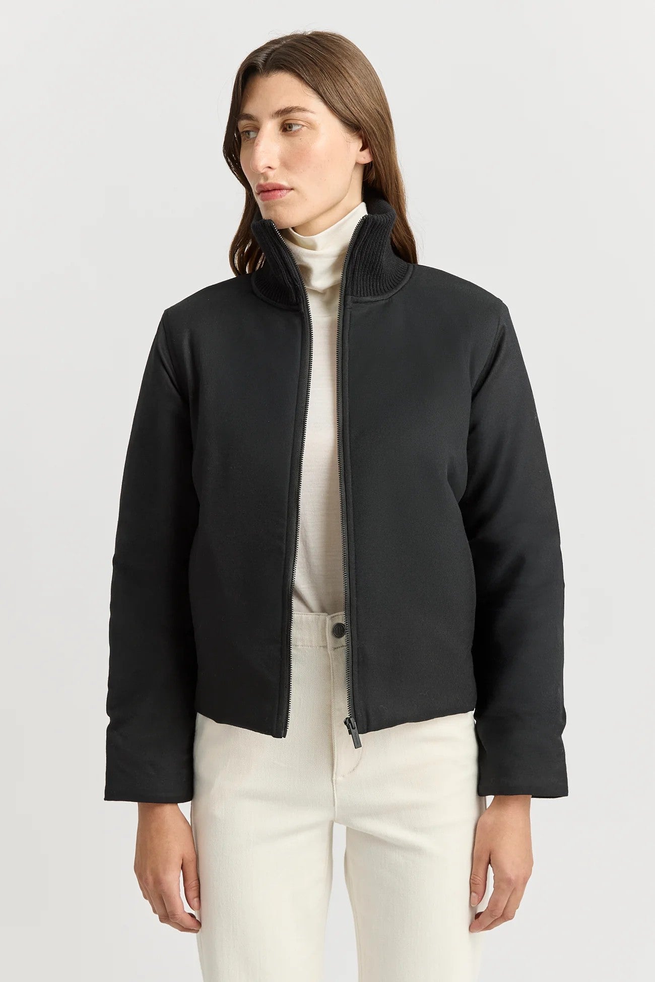 PADDED WOOL JACKET in Black by Toorallie