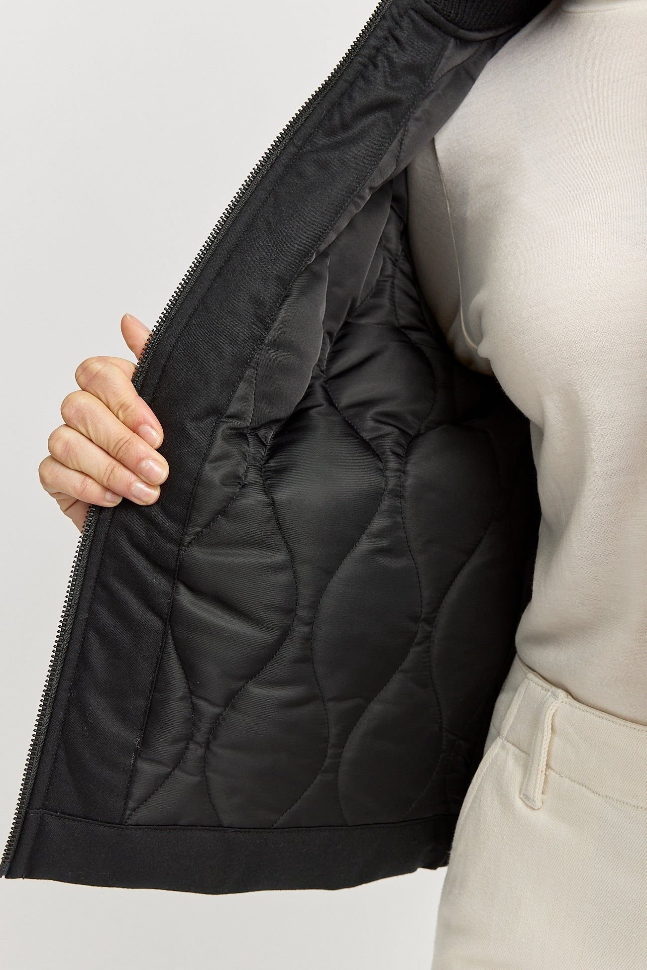 PADDED WOOL JACKET in Black by Toorallie
