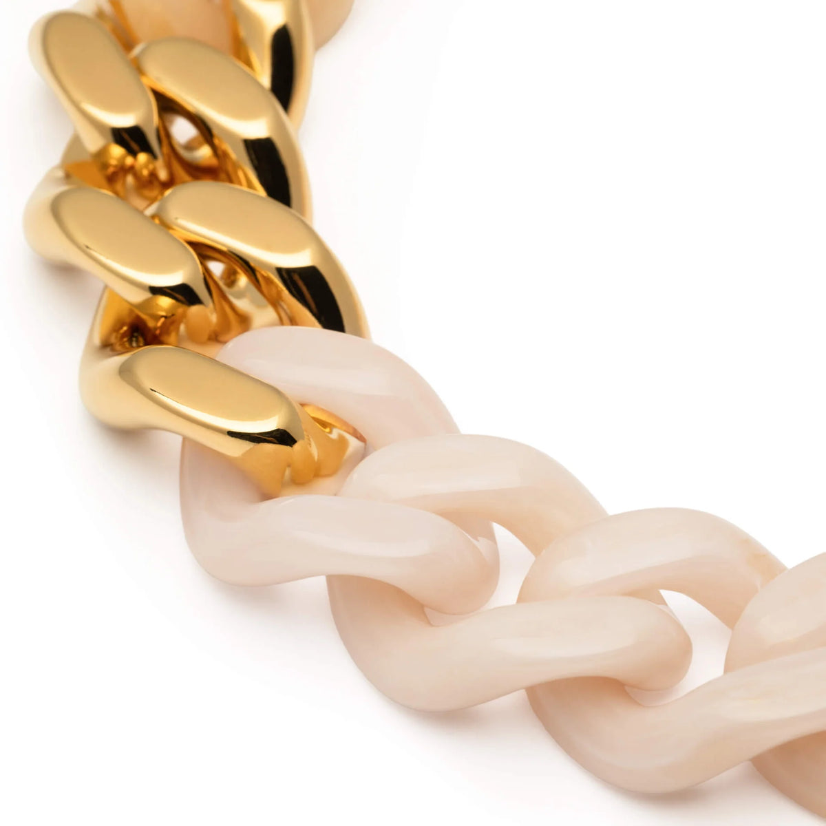 FLAT CHAIN NECKLACE WITH GOLD in Latte Marble by Vanessa Baroni