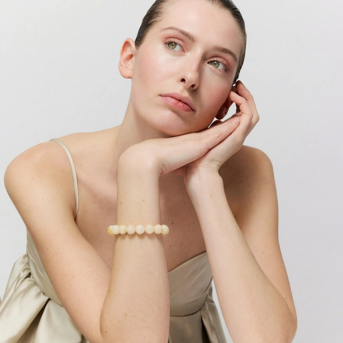 MINI BEADS FLEX BRACELET in Latte Marble by Vanessa Baroni
