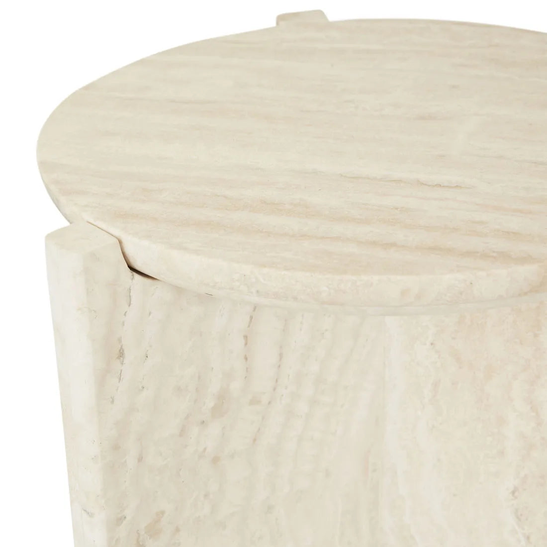 VENUS REVOLVE SIDE TABLE in Natural Travertine by GlobeWest at Darling & Domain