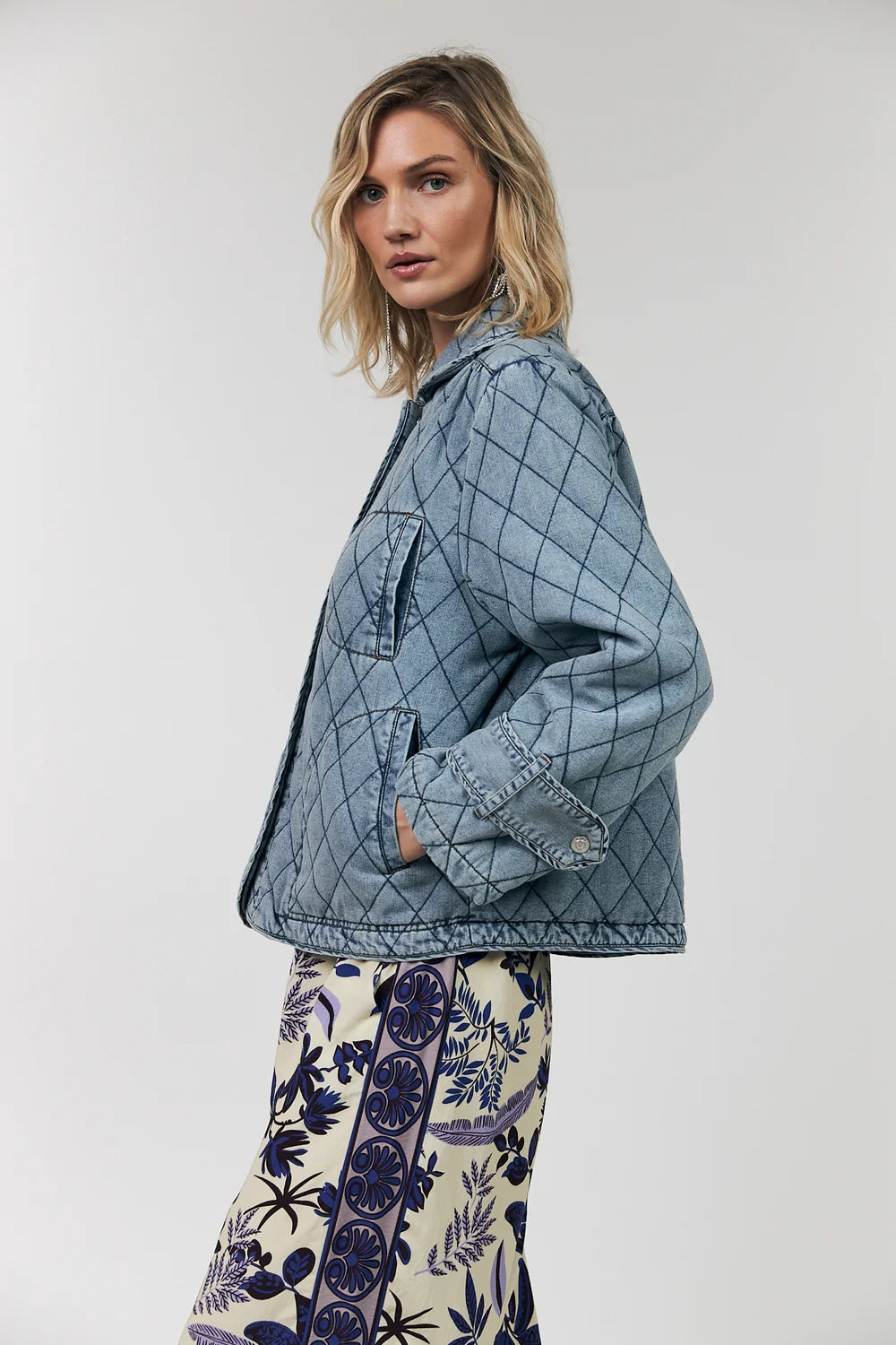 VIOLA QUILTED JACKET in Washed Denim by Lollys Laundry