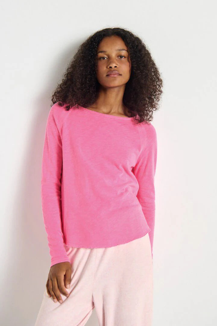 SONOMA LONG SLEEVE TEE SON31G in Fluro Acid Pink by American Vintage