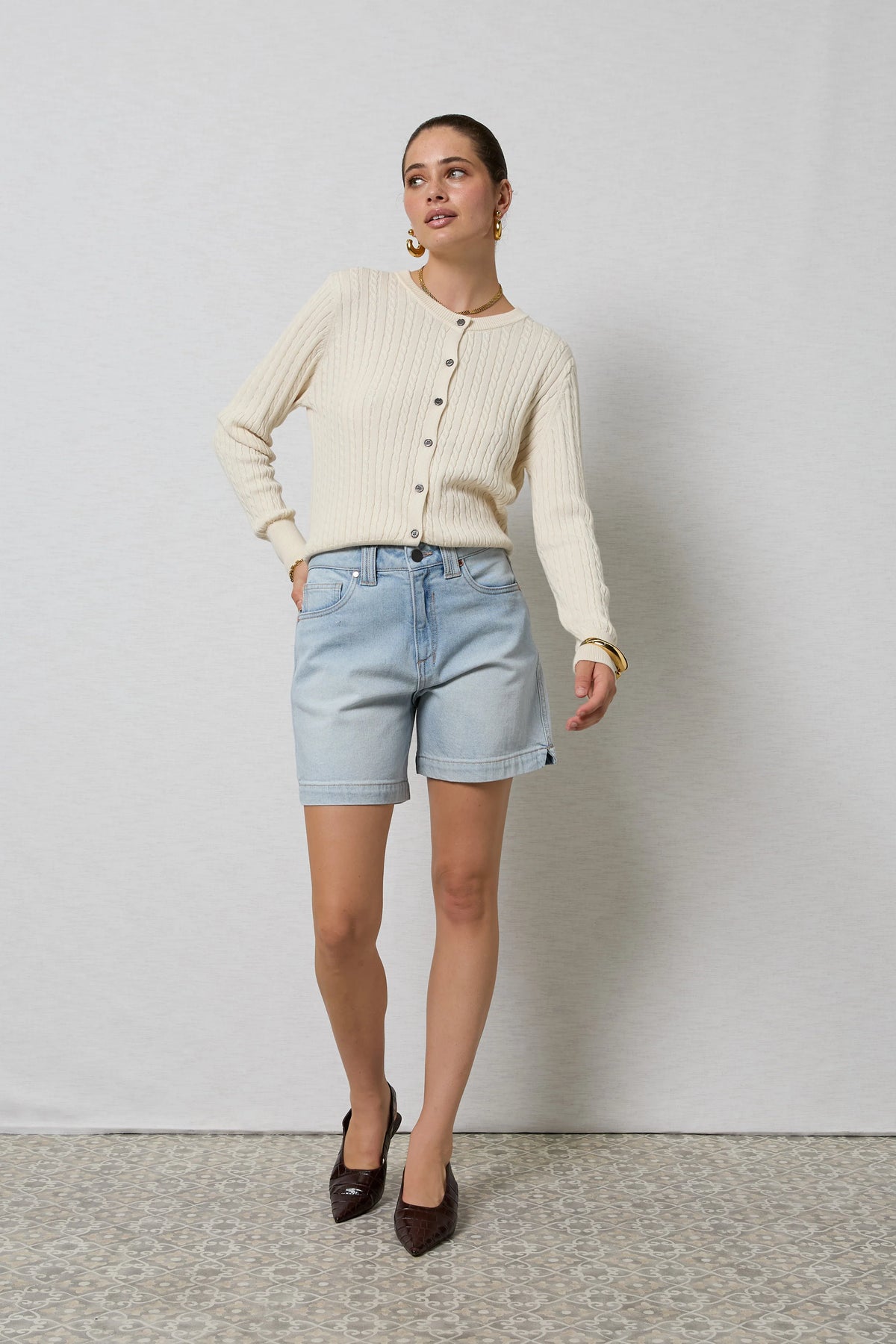 ZOLA LONG DENIM SHORT in Coastal Blue by Dricoper