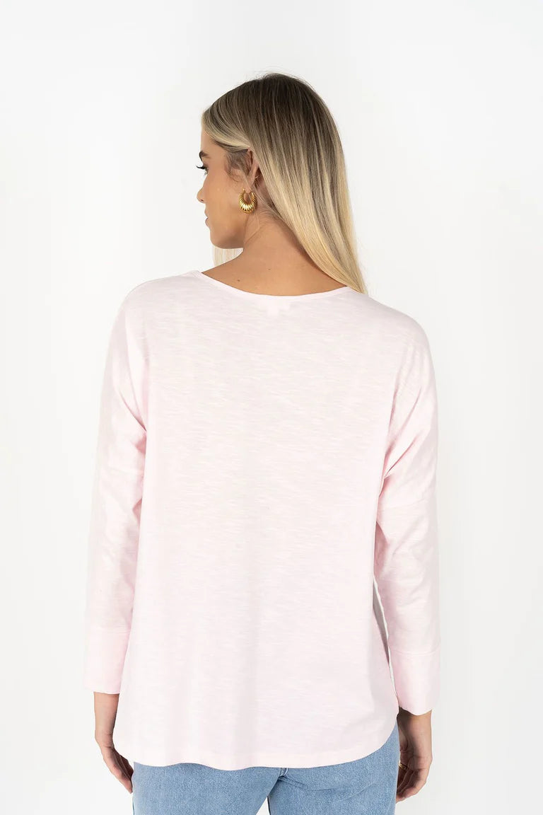 DIPPY LONG SLEEVE TEE in Soft Pink by Humidity Lifestyle