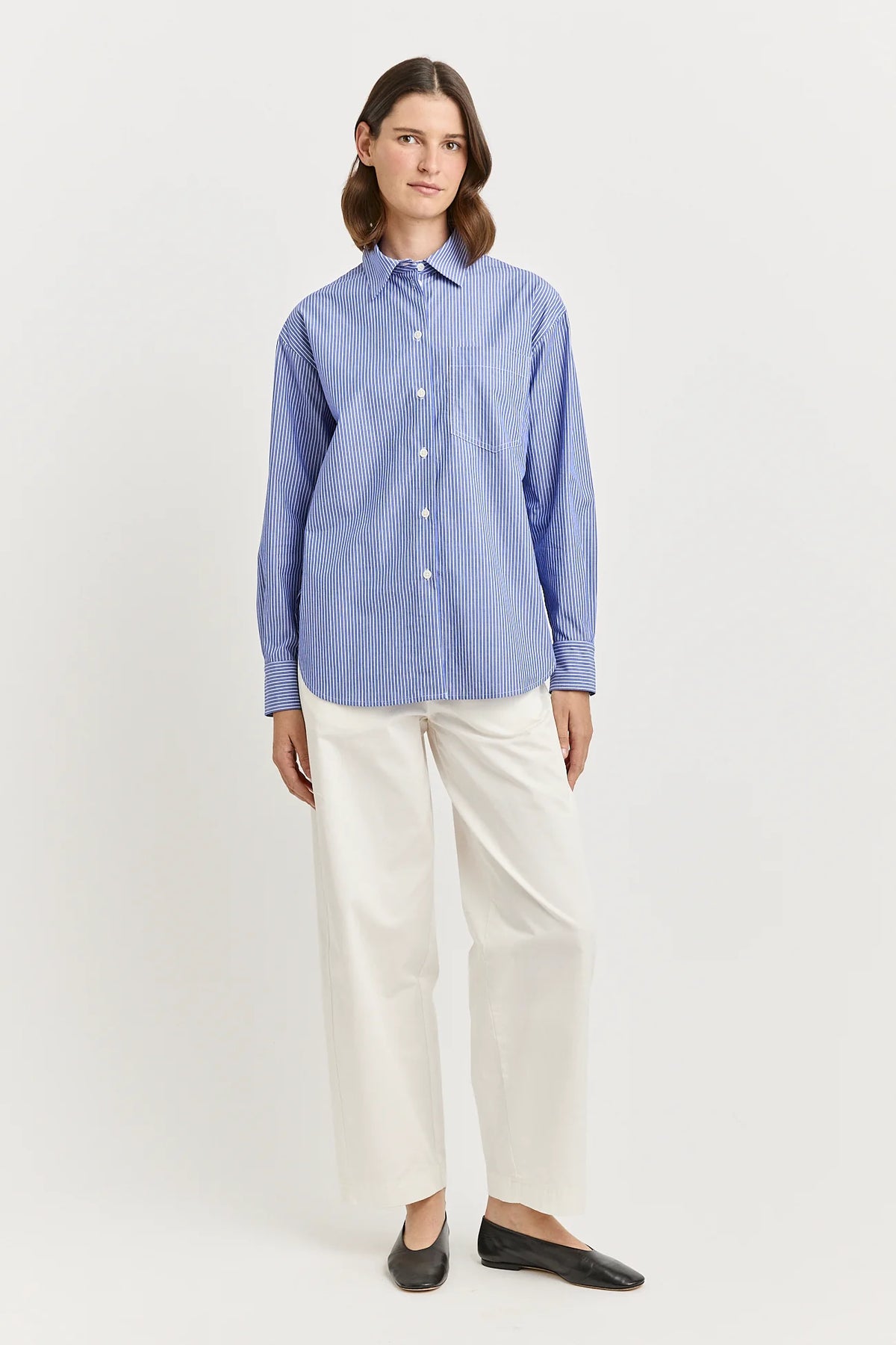 RELAXED COTTON SHIRT in Classic Stripe by Toorallie at Darling & Domain