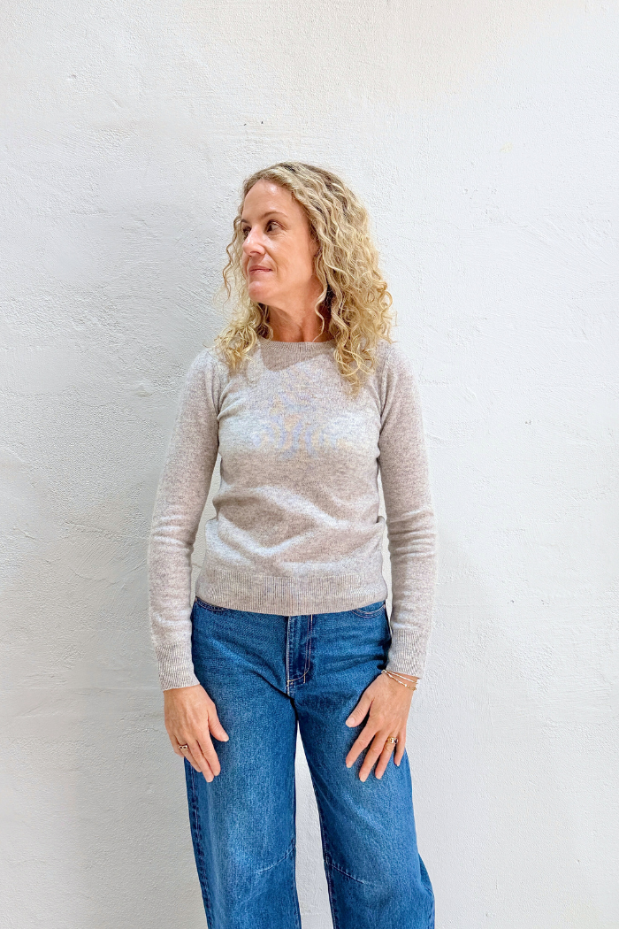 CATELINA CASHMERE KNIT TOP in Light Heather Grey by Absolute Cashmere