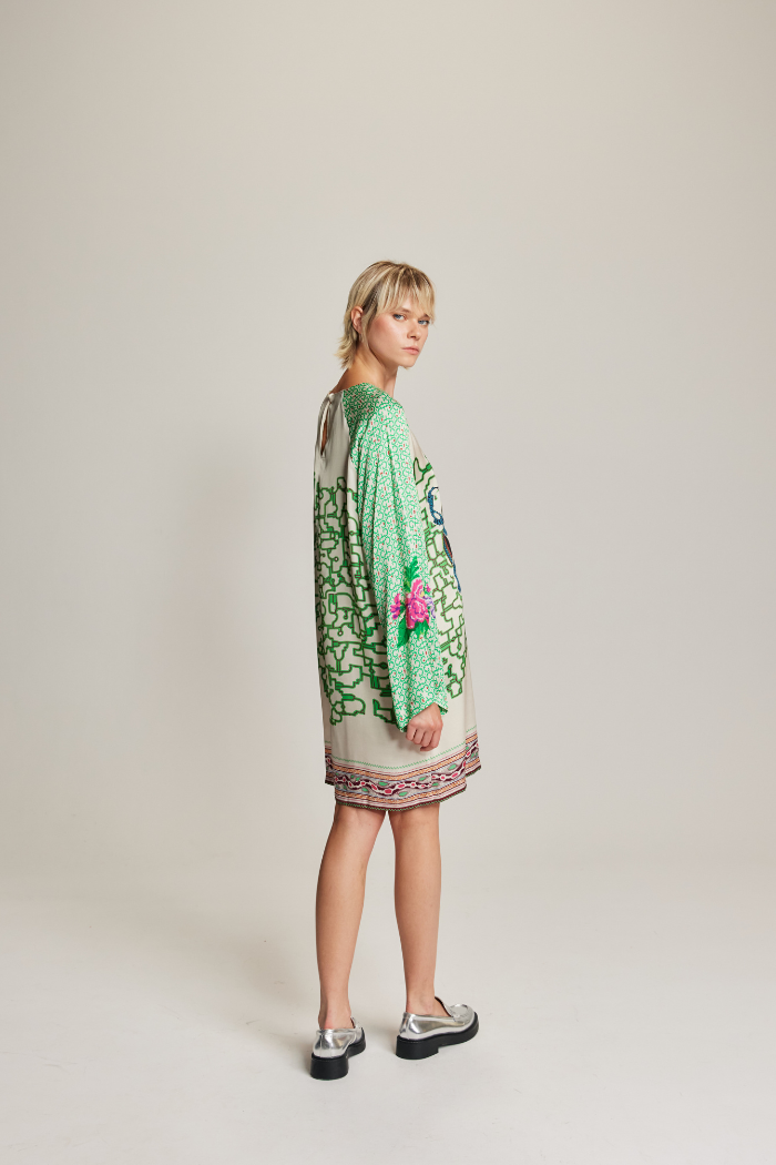 ALANIA BOAT NECK MINI DRESS in Shipibo by ME369