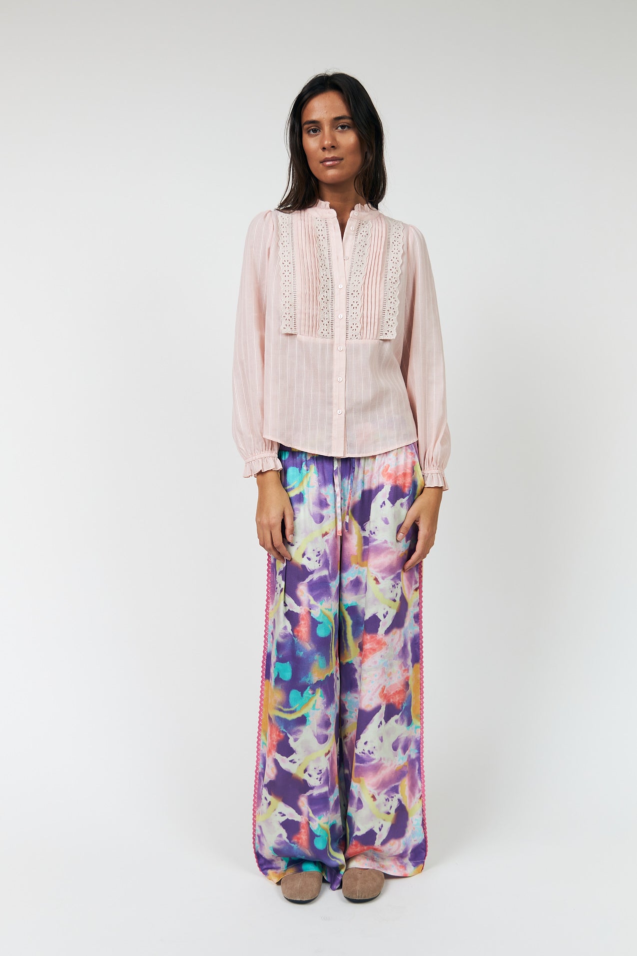 ARIEL LONG SLEEVE SHIRT in Light Pink by Lollys Laundry