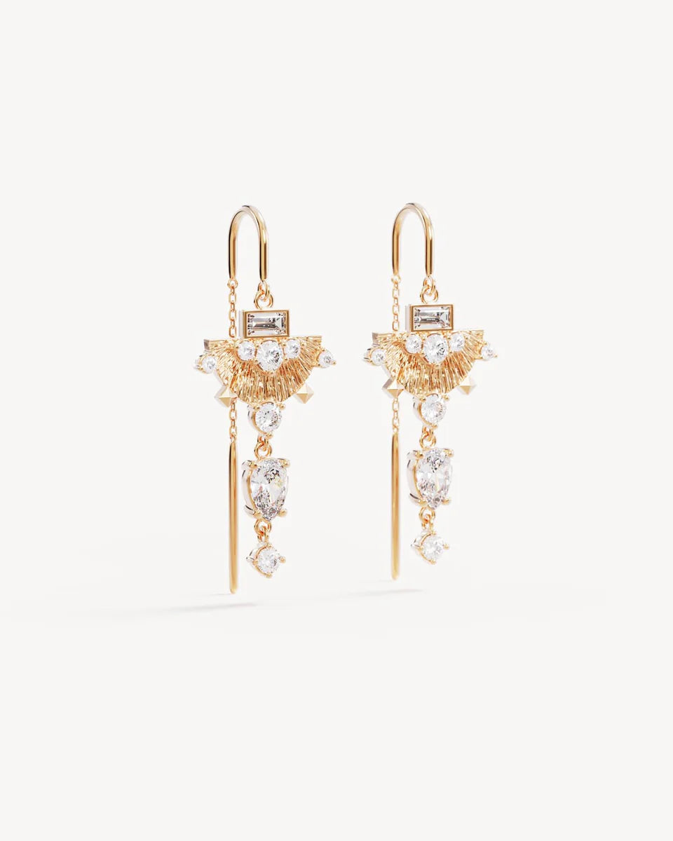 LOTUS RAIN THREAD EARRINGS in 18K Gold Vermeil from By Charlotte