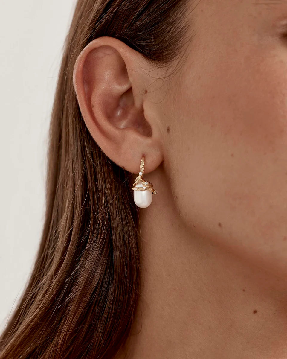 DIVE INTO SERENITY PEARL EARRINGS in 18K Gold Vermeil from By Charlotte