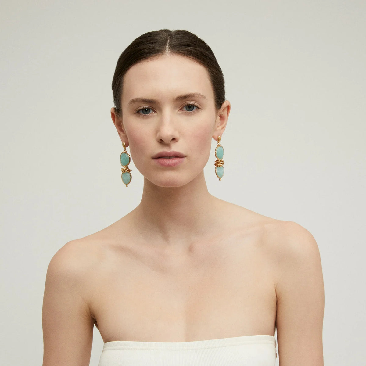 SIRENA 2 GEMSTONE EARRINGS in Amazonite by Gas Bijoux
