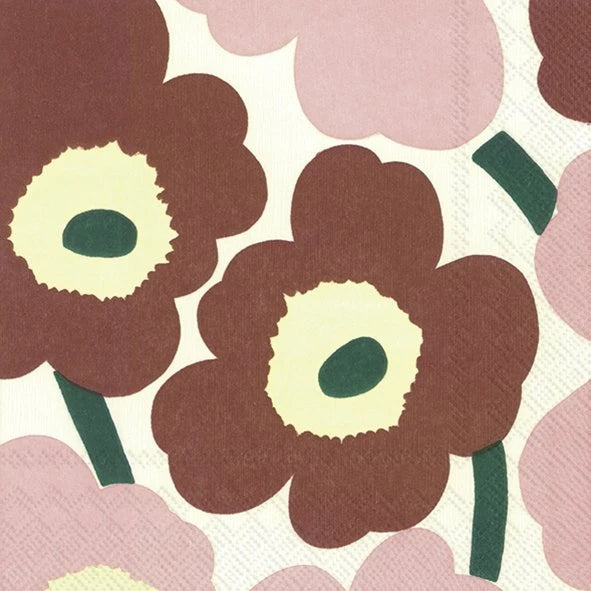 MARIMEKKO PAPER NAPKINS in Unikko Brown Rose by Marimekko at Darling & Domain
