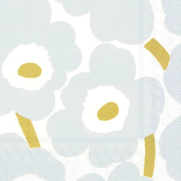 MARIMEKKO PAPER NAPKINS in Unikko White Silver by Marimekko at Darling & Domain