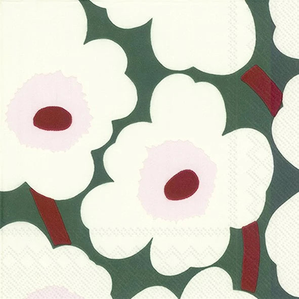 MARIMEKKO PAPER NAPKINS in Unikko Green Cream by Marimekko at Darling & Domain