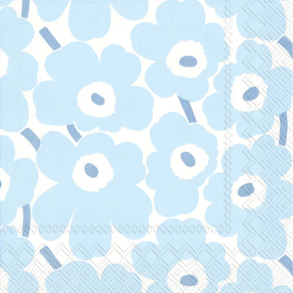 Unikko Mini Light Blue Paper Napkins by Marimekko at Darling & Domain