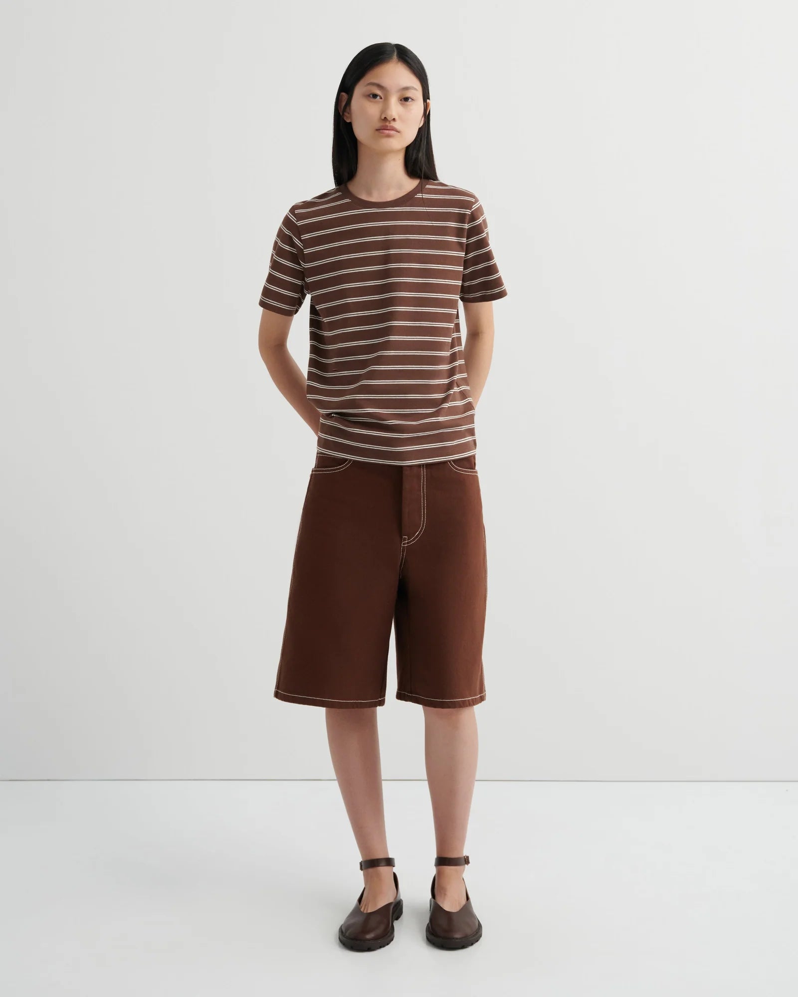 CLASSIC TEE in Brown Stripe by Kowtow
