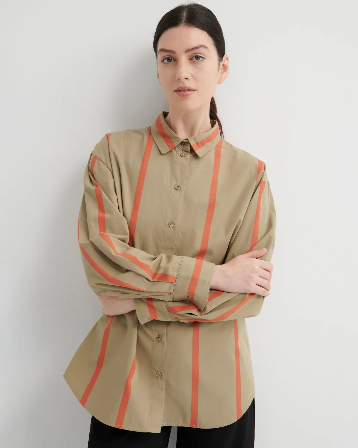 MAKER SHIRT in Nasturtium Stripe by Kowtow