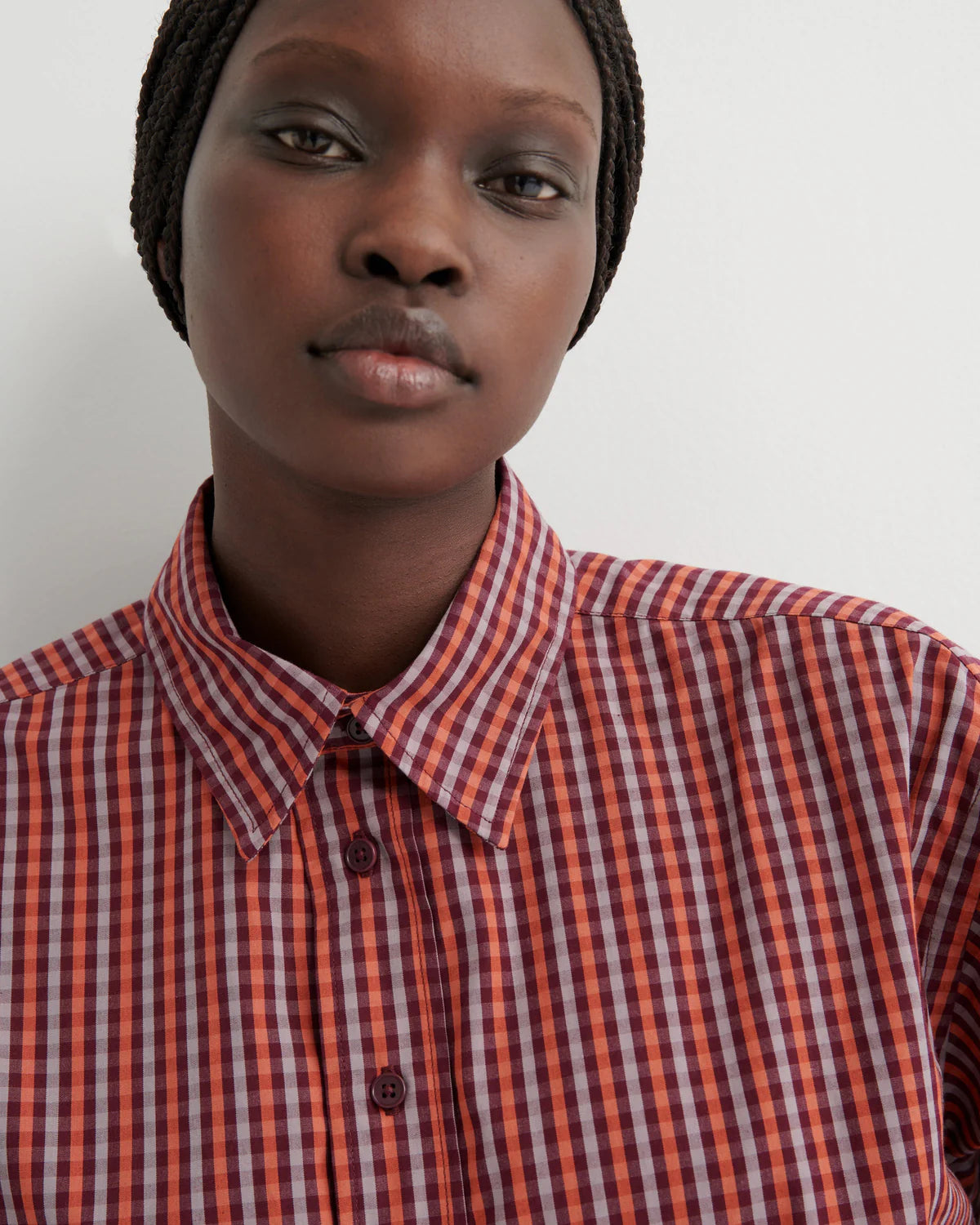 LAUREN SHIRT in Maroon Check by Kowtow