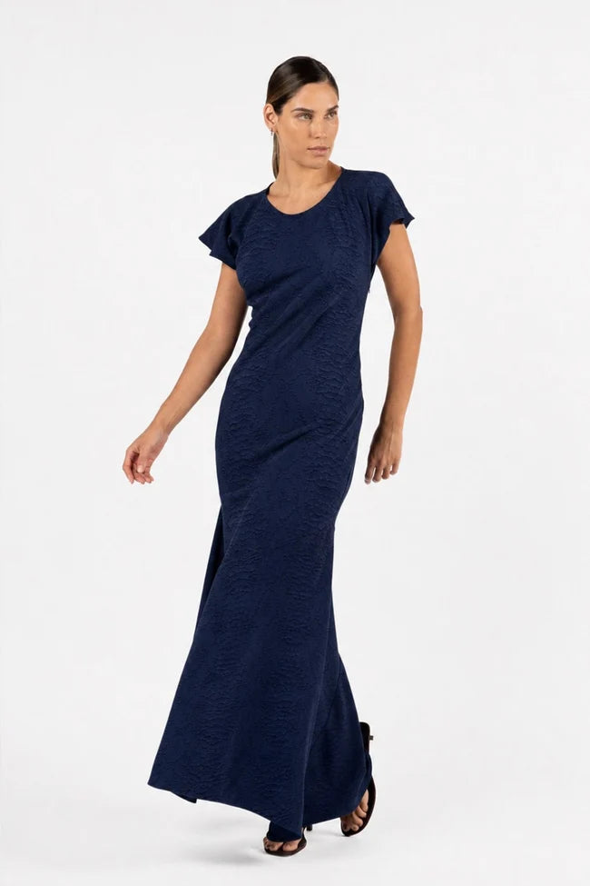 NATALYA BIAS MAXI DRESS in Storm Brocade by One Fell Swoo