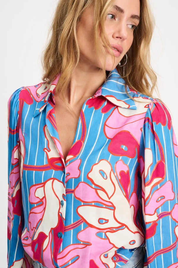 POM BLOUSE in Urban Flora Stripe from POM Amsterdam