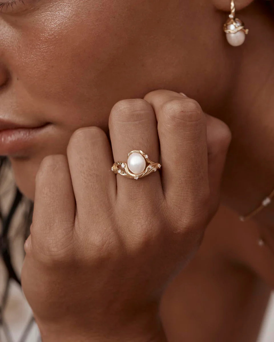 DIVE INTO SERENITY PEARL RING in 18K Gold Vermeil from By Charlotte