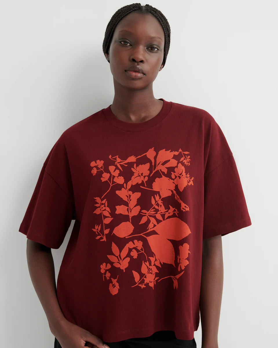 STENCIL TEE in Maroon by Kowtow