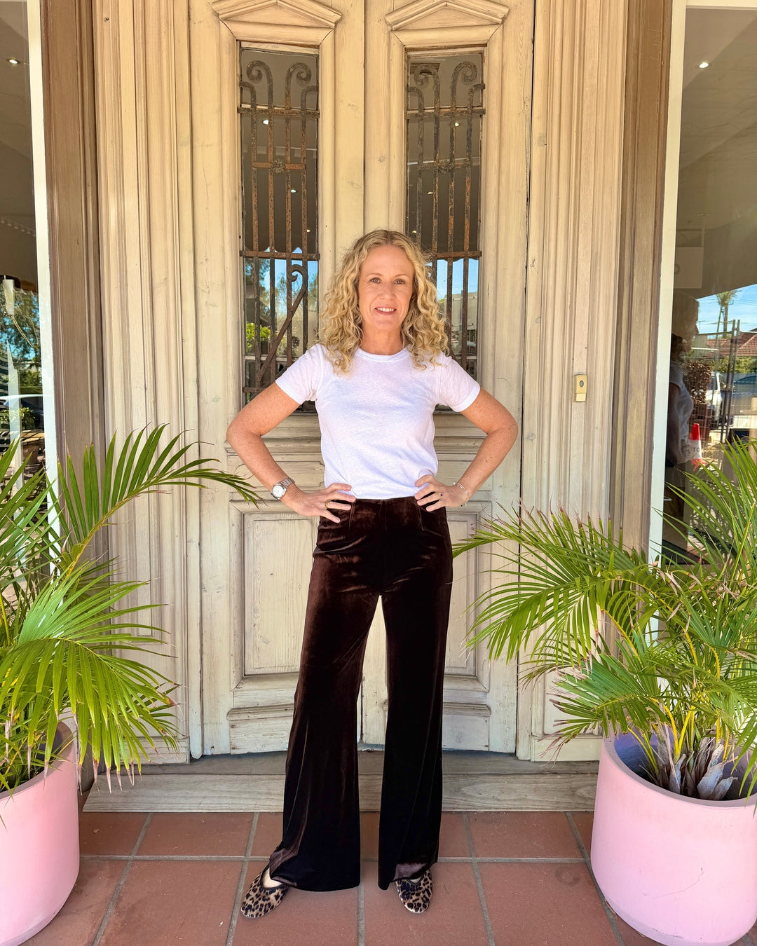 VELVET PANTS in Chocolate Brown by Sophie Moran