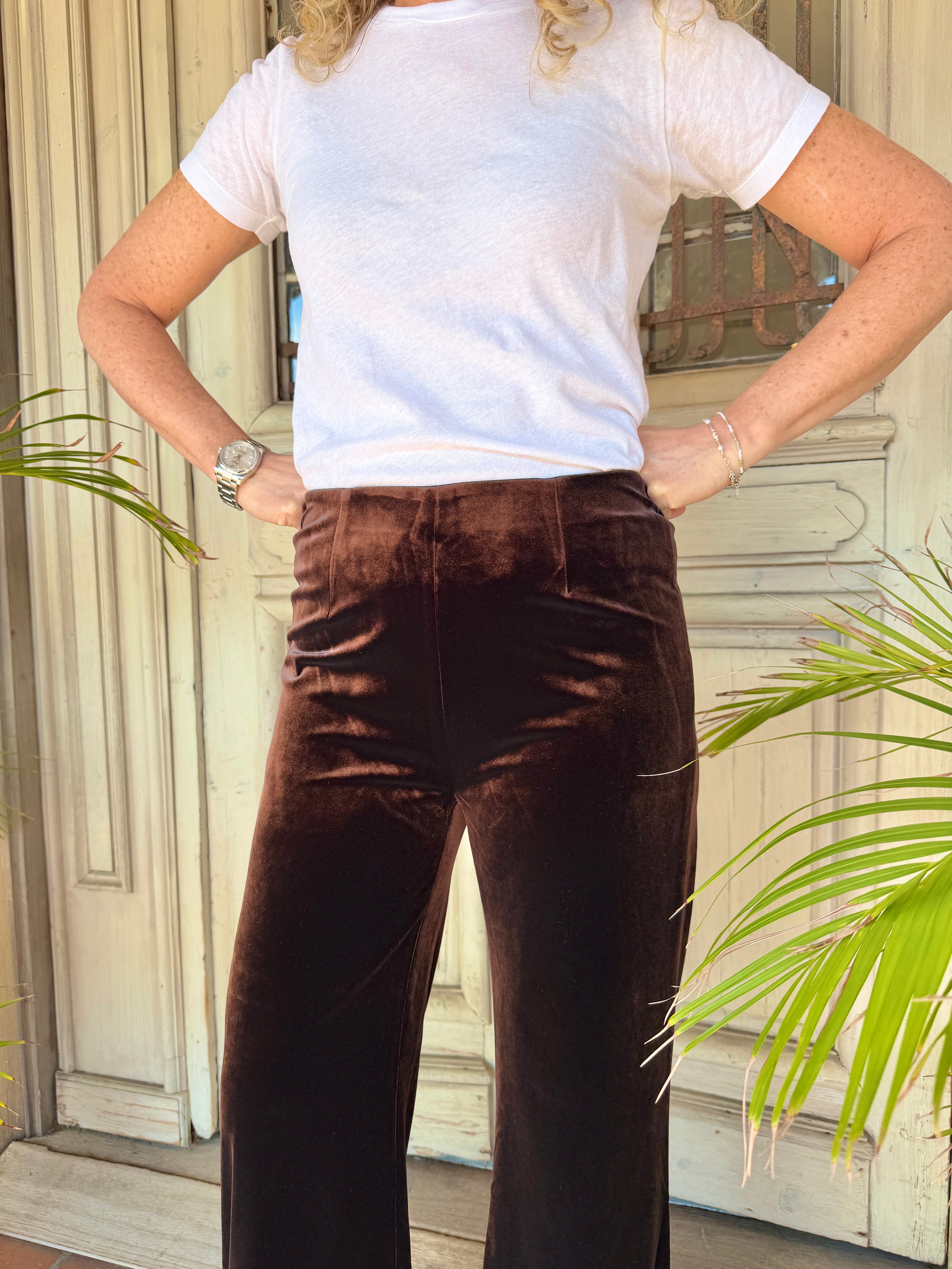 VELVET PANTS in Chocolate Brown by Sophie Moran