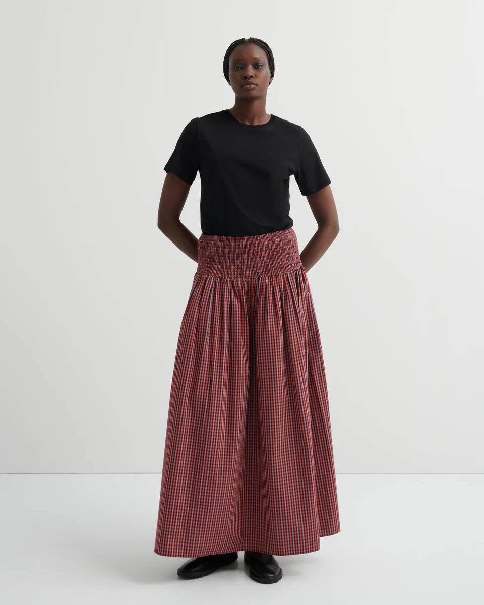 WEAVER SKIRT | Maroon Check - Darling & Domain