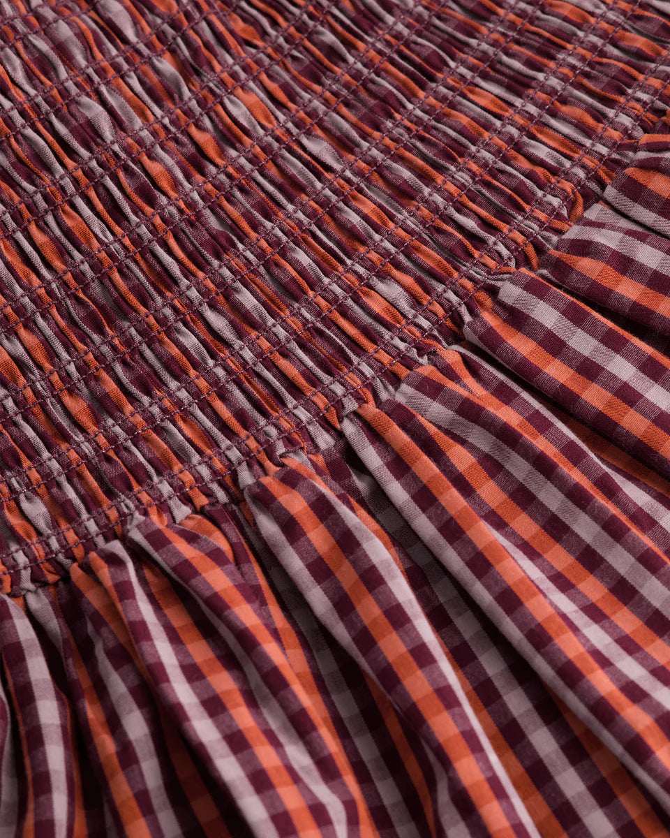 WEAVER SKIRT in Maroon Check by Kowtow