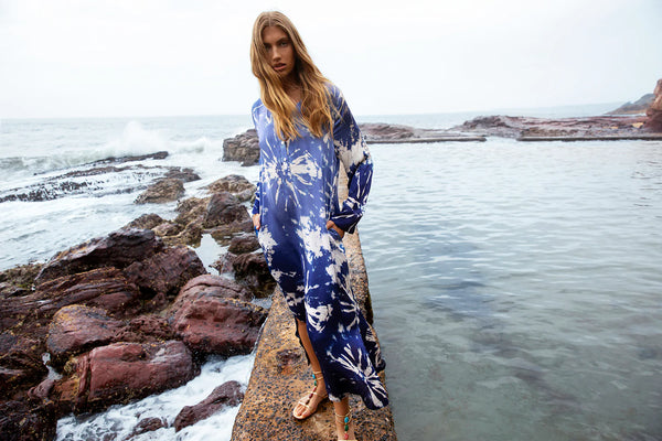 LLEW MAXI DRESS in Marrakesh Indigo Cupro from Oneseason