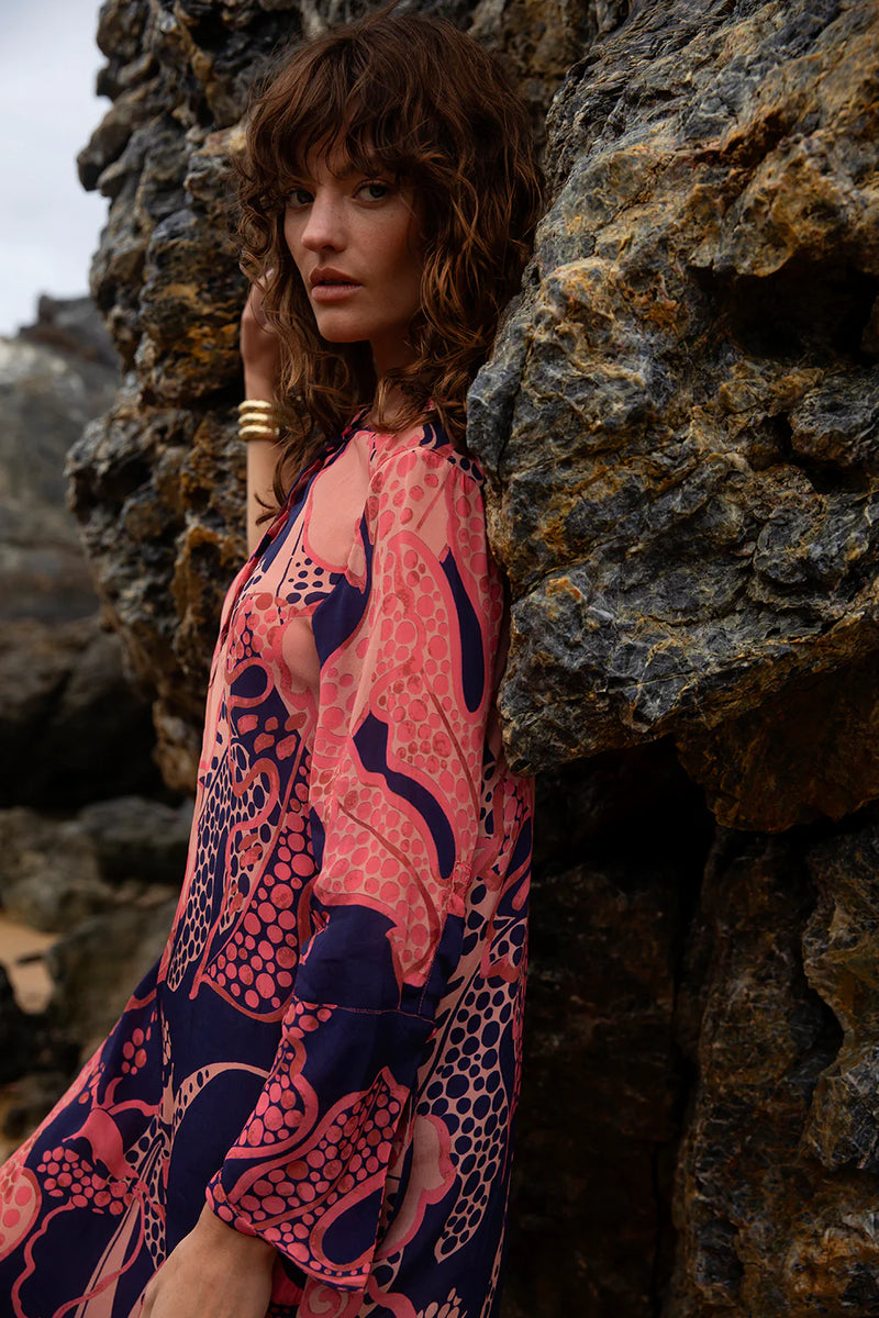 LONG GENIE in Portofino Viscose Coral from Oneseason