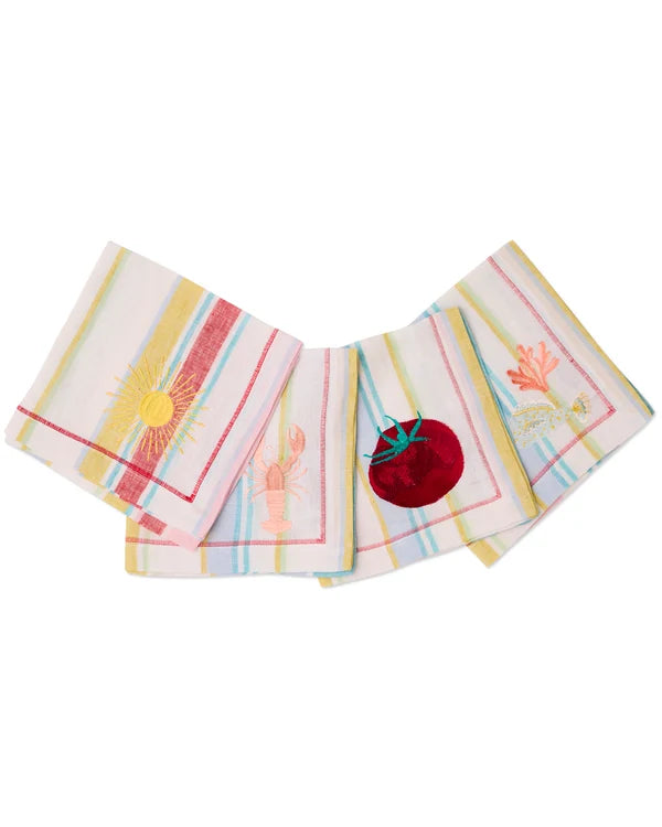 EMBROIDERED NAPKIN 4P SET in Bellissimo Stripe from the amazing range of Kip & Co products