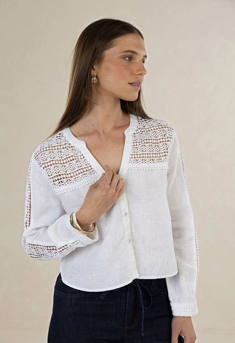 DELPHIE SHIRT in White by Humidity Lifestyle
