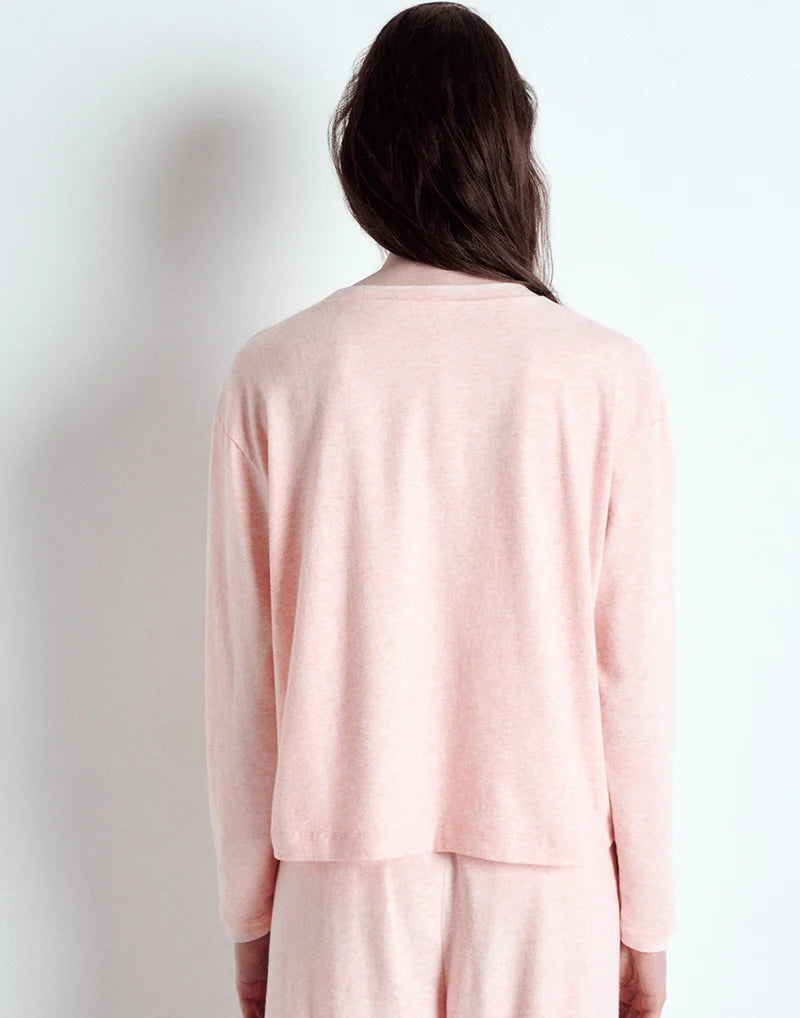 YPAWOOD LONG SLEEVE TEE YPA02B in Icing Melange by American Vintage