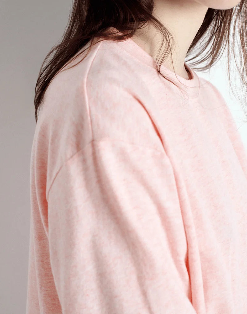YPAWOOD LONG SLEEVE TEE YPA02B in Icing Melange by American Vintage