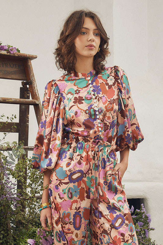 PLEATED BLOUSE in Carnaby Floral from Bohemian Traders