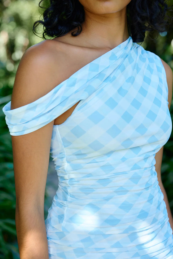 SOPHIE MESH TOP in Arctic Gingham from Aston Studio