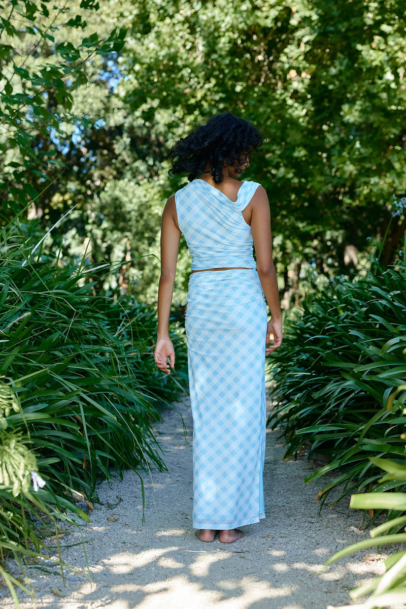SOPHIE MESH SKIRT in Arctic Gingham from Aston Studio