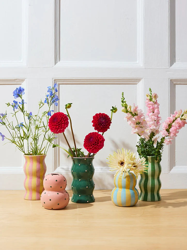PALMA VASE in Yellow Pink Stripe by Jones & Co