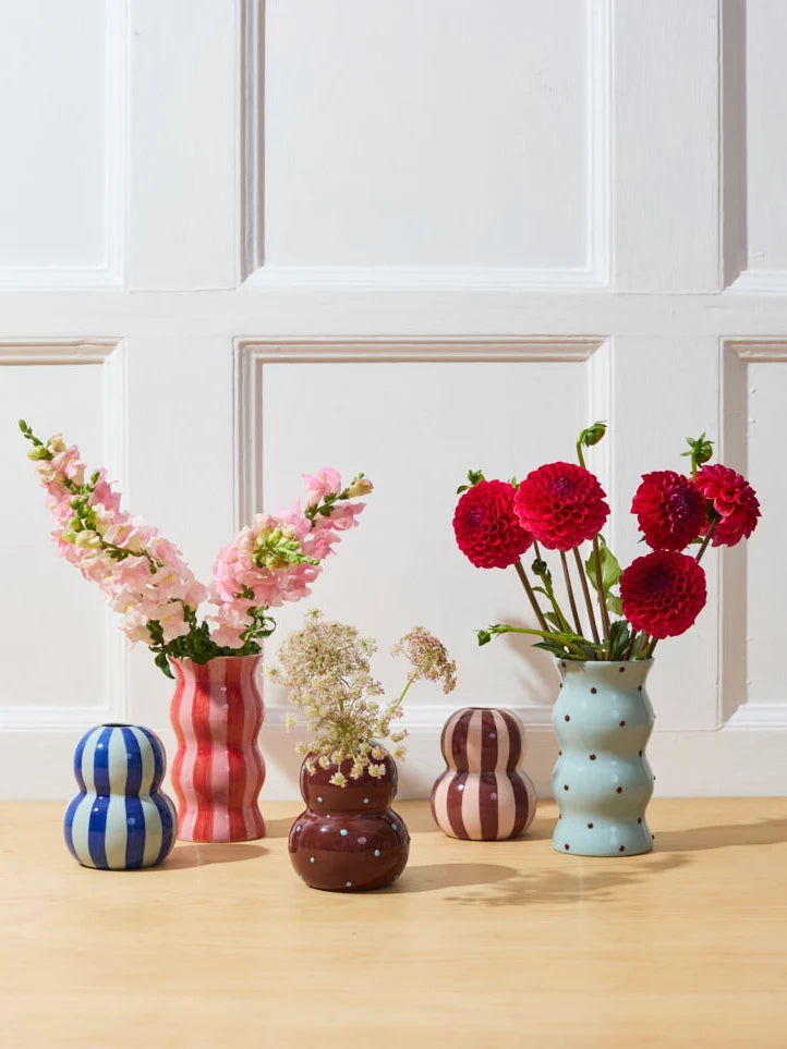 PALMA VASE in Blue Brown Dotty by Jones & Co