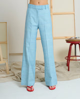 LE SILK SLUB PANT in Ciel Blue from Le Stripe